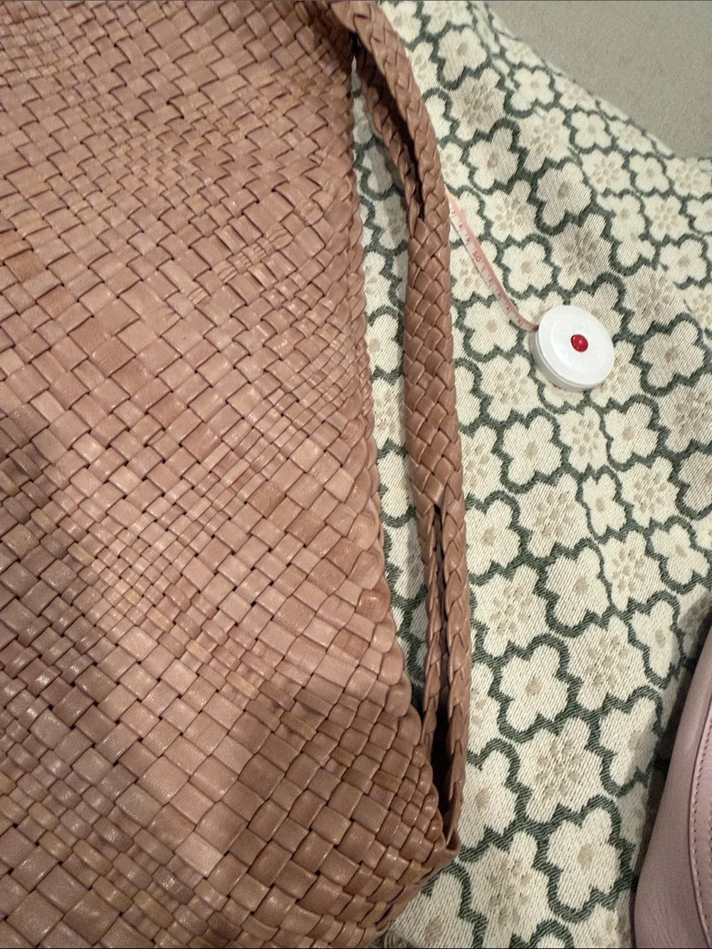 FALORNI Italy Woven Leather Shoulder Bag in Dusty Rose